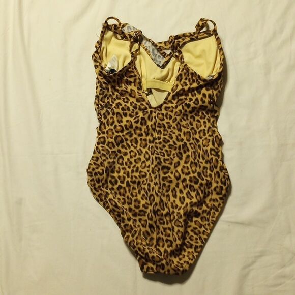 Aqua Green Cheetah Print One Piece Women's Suimsuit/Bathing Suit Small - Picture 2 of 9